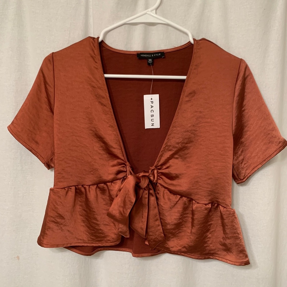 PacSun satin tie-front top